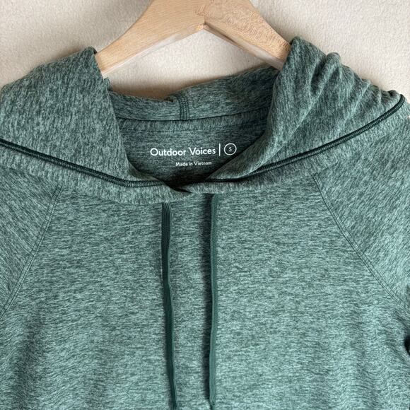 Outdoor Voices Small Women's All Day Pullover Olive Green Cloud Knit Hoodie - Picture 9 of 9